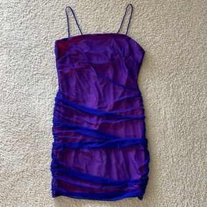 Indigo/Pink Mesh Mini Dress